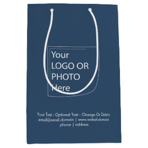 Trendfärg - Serious Blue Medium logotyp presentpås