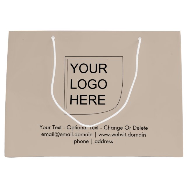Trendfärg - Soft Taupe Stor logotyp presentpåse (Framsidan)