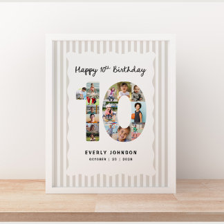 Trendig 10-års födelsedagsnummer Foto 16x20 tum Co Poster