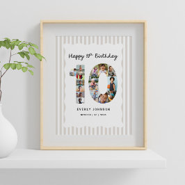 Trendig 10-årsdag Nummer Fotokollage 8X10 Poster