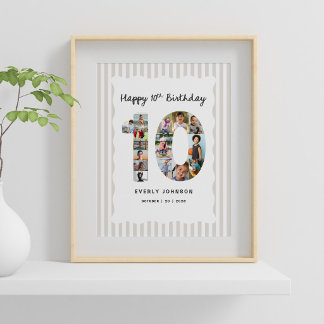 Trendig 10-årsdag Nummer Fotokollage 8X10 Poster