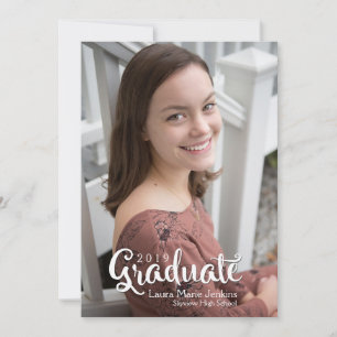 Trendig 2019 Script-fotoinbjudan för Studenten Inbjudningar