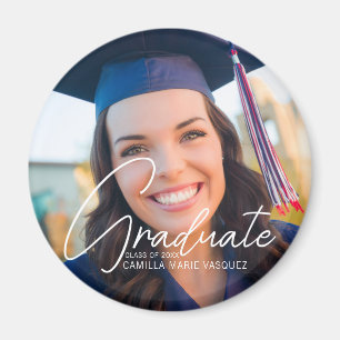 Trendig 2023 Studenten Photo White Script-Anpassni Magnet