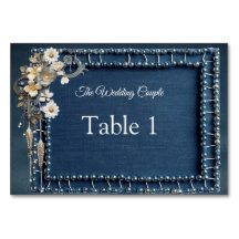 Trendig 3-D Blue Denim Skriv ut med Costume Jewelr