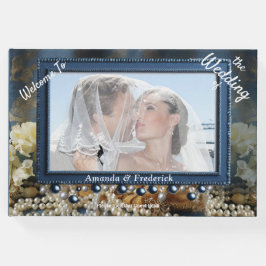 Trendig 3-D Blue Denim Skriv ut med Costume Jewelr Gästböcker