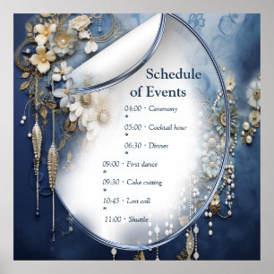 Trendig 3-D Blue Denim Skriv ut med Costume Jewelr Poster