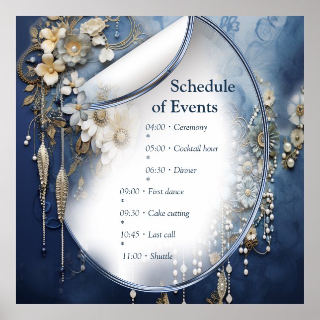 Trendig 3-D Blue Denim Skriv ut med Costume Jewelr Poster (Framsidan)