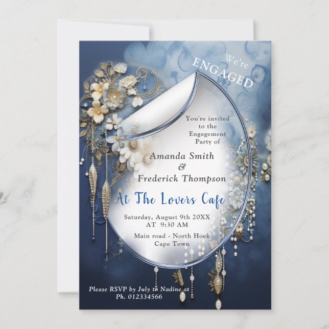 Trendig 3-D Denim Skriv ut med Costume Jewelry Inbjudningar (Framsida)