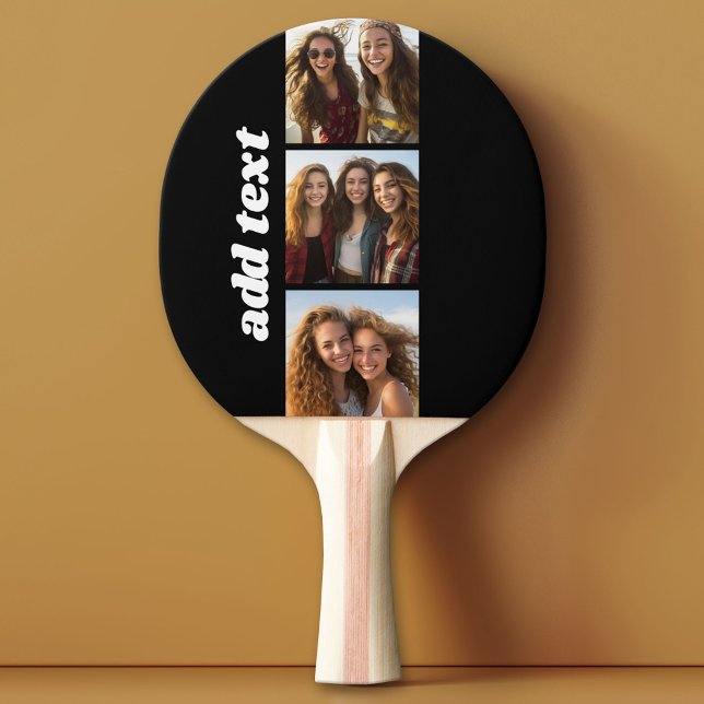 Trendig 3-foton och Chunky Namn - svart Pingisracket (Custom Pink Pong Paddle)