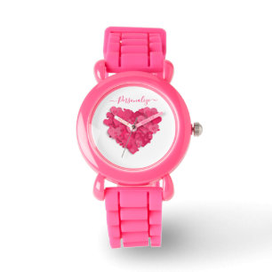 Trendig 3D Rosa Heart Watch med alternativet Lägg Armbandsur
