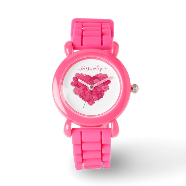 Trendig 3D Rosa Heart Watch med alternativet Lägg  Armbandsur (Framsida)