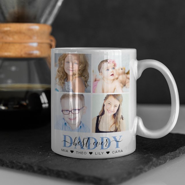 Trendig 4 Insta Photo Collage 'Best pappa nånsin' Kaffemugg (Skapare uppladdad)