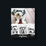 Trendig 4 Photo Collage Script Namn White Black Canvastryck<br><div class="desc">Använda ditt favoritfoto eller bilder om du vill göra roligten  med vänner.</div>
