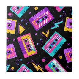 Trendig 80 s Retro Cassette Mönster Kakelplatta