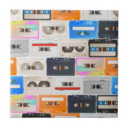 Trendig 80 s Retro Cassette Mönster Kakelplatta