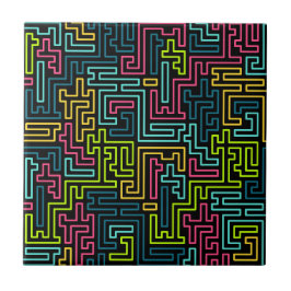 Trendig 80-tal, svart Mönster Kakelplatta