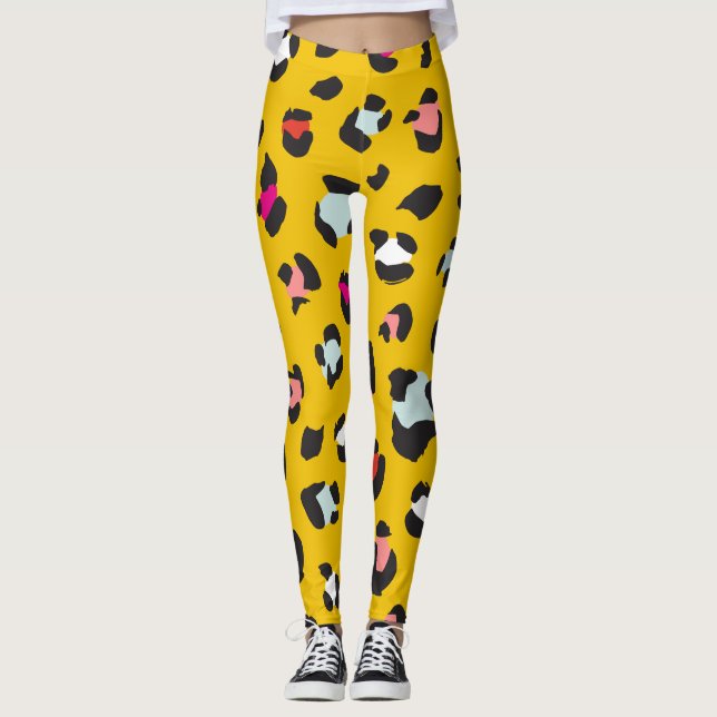 Trendig 80-talets baljväxter från Leopard Mönster Leggings (Framsida)