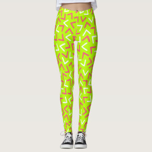 Trendig 80-talets Mönster Grönt Leggings