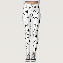 Trendig 80-talsmönster Svart Och Vit Leggings