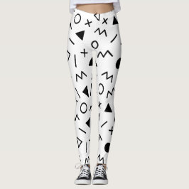 Trendig 80-talsmönster Svart Och Vit Leggings