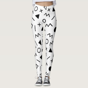 Trendig 80-talsmönster Svart Och Vit Leggings