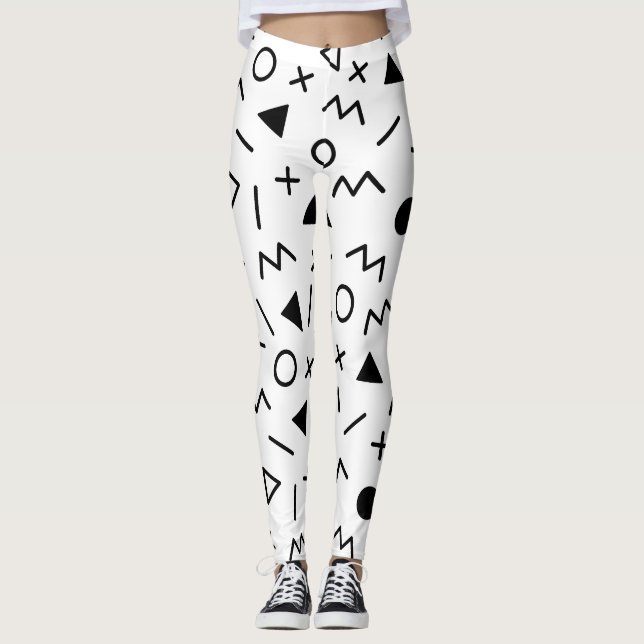 Trendig 80-talsmönster Svart Och Vit Leggings (Framsida)