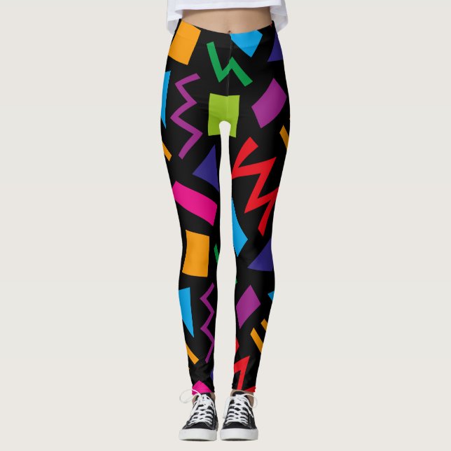Trendig 80s färgämnen i Mönster Leggings (Framsida)