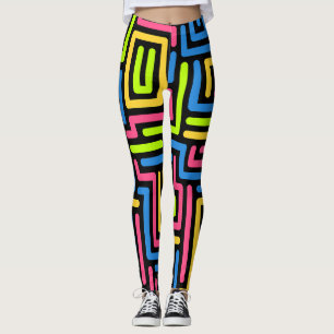 Trendig 80s färgämnen i Mönster Leggings