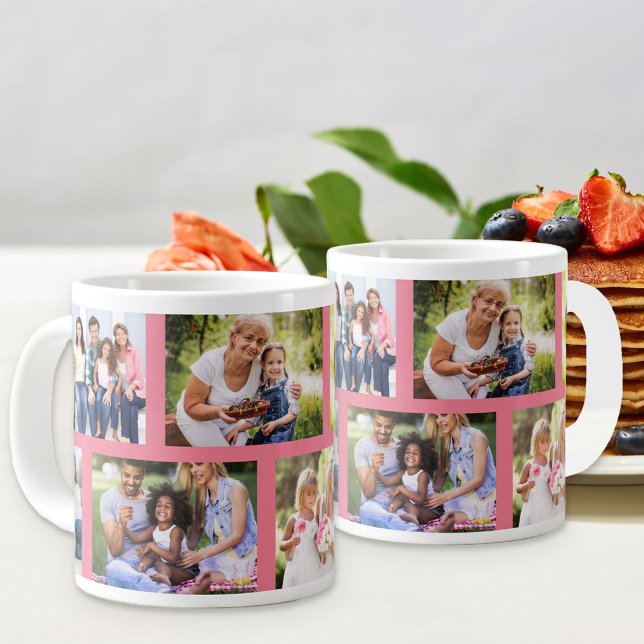 Trendig 8 Bild Masonry Grid Rosa Photo Jumbo Mugg (Skapare uppladdad)
