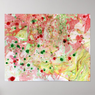 Trendig Abstrakt Art Grönt Rosa Red Gult Modern Poster