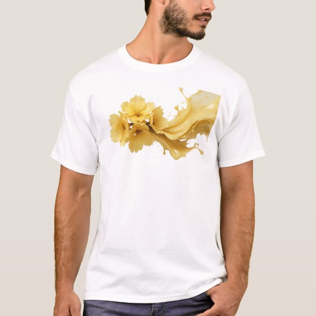 Trendig ABSTRAKT BLOMMA Konstverksskapande T Shirt (Framsida)