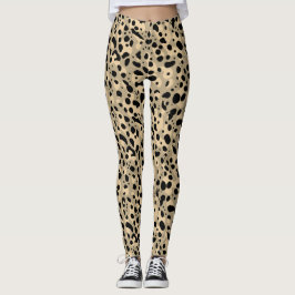 Trendig Abstrakt Brun Sepia Leopardfläckar Mönster Leggings