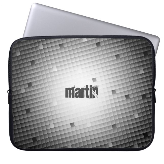 Trendig Abstrakt Geometric Mönster med Monogram La Laptop Fodral (Framsidan)