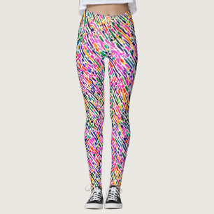 Trendig Abstrakt Konst Färgrik Akvarellmålning Leggings