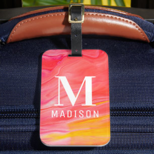 Trendig Abstrakt Monogram Namn Respresent Bagagebricka