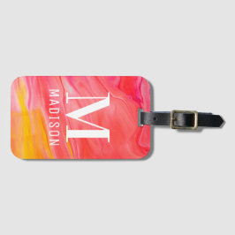 Trendig Abstrakt Monogram Namn Respresent Bagagebricka