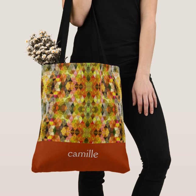 Trendig Abstrakt Monogrammed Tote Bag Tygkasse (Närbild)