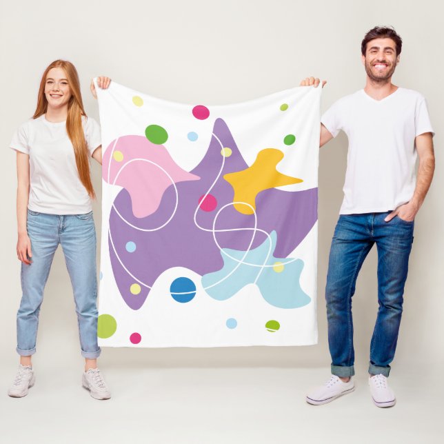 Trendig abstrakt mönster i lila och blått färg fleecefilt (På plats)