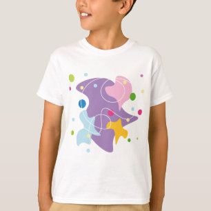 Trendig abstrakt mönster i lila och blått färg t shirt