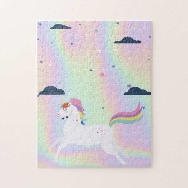 Trendig Abstrakt Ombre Unicorn Stars Clouds Pussel (Vertikal)