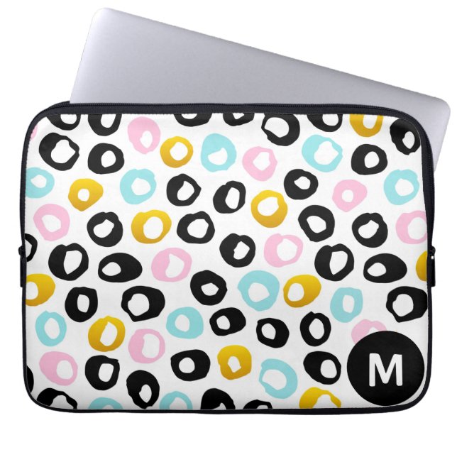 Trendig Abstrakt Prick Mönster Monogram Laptop Fodral (Framsidan)