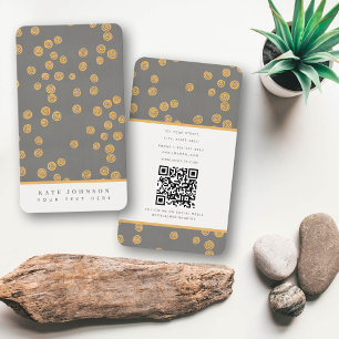 Trendig Abstrakt Retro Vintage Grått Guld QR-kod Visitkort