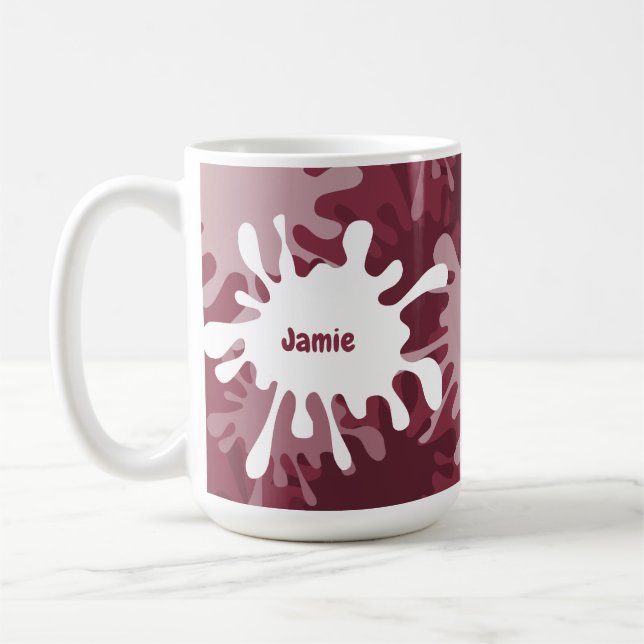 Trendig Abstrakt Röd Målning Splash Tekopp Kaffemugg (Vänster)
