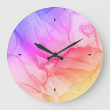 Trendig Abstrakt Rosa Orange och Lila Bläck Art