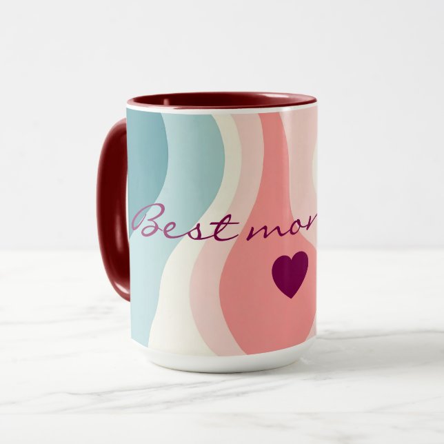 Trendig Abstrakt Rosenskär Mint Kollektion Mugg (Framsida vänster)