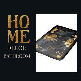 trendig abstrakt svart marmor guld badrumsmatta