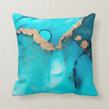 Trendig Abstrakt Teal Guld Swirls