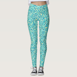 Trendig Abstrakt Teal Gult Vattenfärg Mönster Leggings