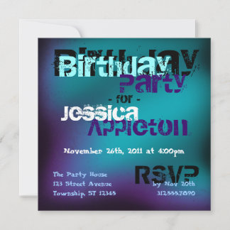 Trendig Abstrakt Teal & Violet Birthday-inbjudning Inbjudningar