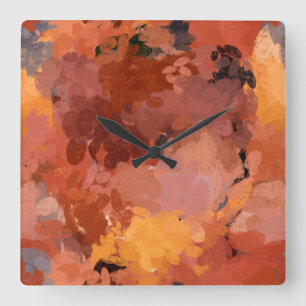 Trendig Abstrakt Watercolor Art Warm Färg Fyrkantig Klocka
